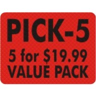 Sticker- &#39;Pick 5 For $19.99 Value Pack&#39; (ROLL=500)