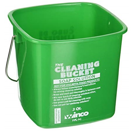 Winco PPL-6G Cleaning Bucket Green Soap Solution 6-Quart 